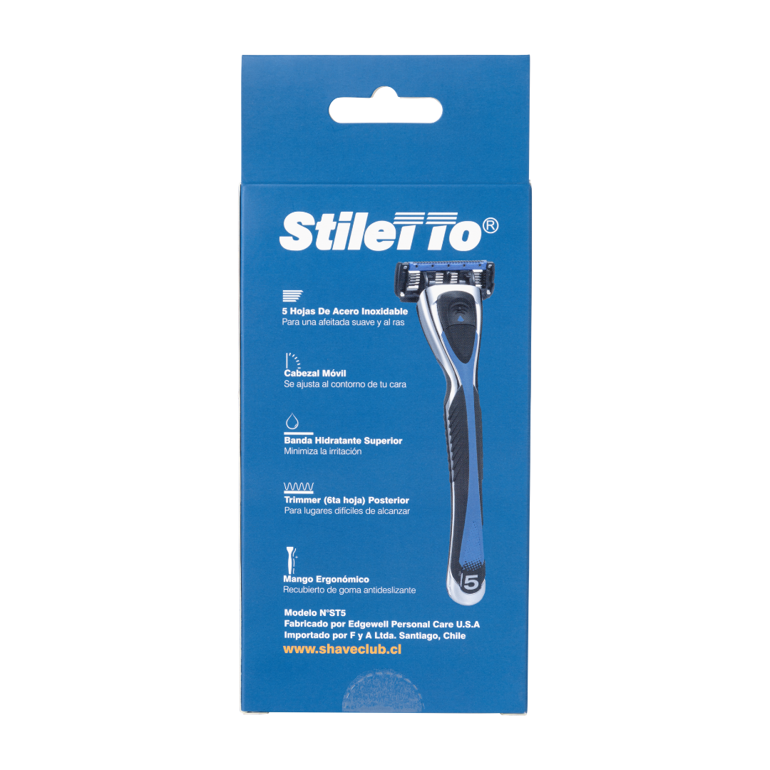 STILETTO® KIT DE AFEITADO DE 5 HOJAS CON HOJA TRIMMER